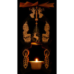 1-Tier Pyramid - Forest Lodge - Santa Claus, Deer and Angel - 26 cm / 10.2 inch