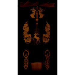 1-Tier Pyramid - Forest Lodge - Santa Claus, Deer and Angel - 26 cm / 10.2 inch