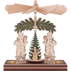 1-stöckige Pyramide Schneemann mit Winterkindern - 20 cm