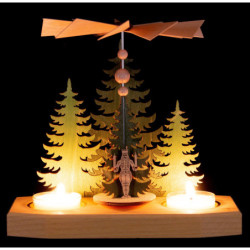1-Tier Pyramid - Fir Trees - Miner, Angel and Smoker - 16,5 cm / 6.5 inch