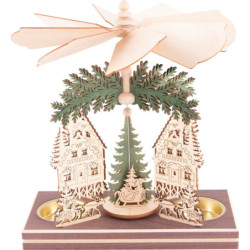 1-Tier Pyramid - Forester's House with Santa and Deer - 20 cm / 7.9 inch