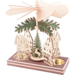 1-Tier Pyramid - Forester's House with Santa and Deer - 20 cm / 7.9 inch