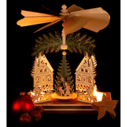 1-Tier Pyramid - Forester's House with Santa and Deer - 20 cm / 7.9 inch