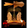 1-Tier Pyramid - Forester's House with Santa and Deer - 20 cm / 7.9 inch