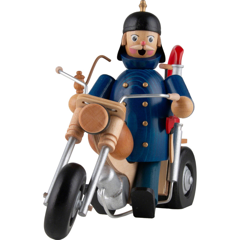 Räuchermännchen Feuerwehrmann mit Motorrad - 21 cm