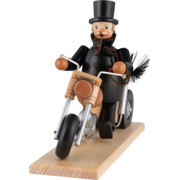 Räuchermännchen Schornsteinfeger mit Motorrad - 21 cm