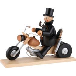 Räuchermännchen Schornsteinfeger mit Motorrad - 21 cm