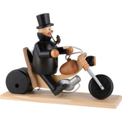 Räuchermännchen Schornsteinfeger mit Motorrad - 21 cm