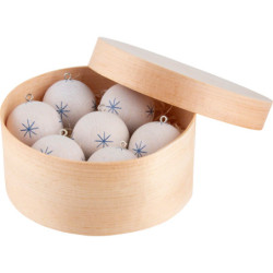 Baubles in Wood Chip Box - white - 11,5 cm / 4.5 inch