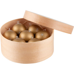 Christbaumkugeln in Spanschachtel golden - 11,5 cm