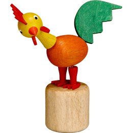 Wiggle Figure - Rooster - green-feathered - 9 cm / 3.5 inch