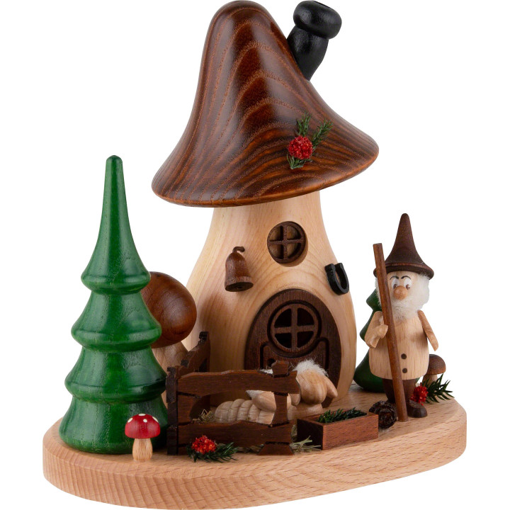 Smoker - Mushroom Hut with Shepherd Gnome - 15,5 cm / 6.1 inch