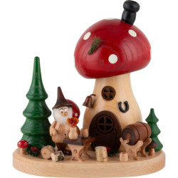Räucherpilz Pilzschänke mit Wichtel - 15 cm