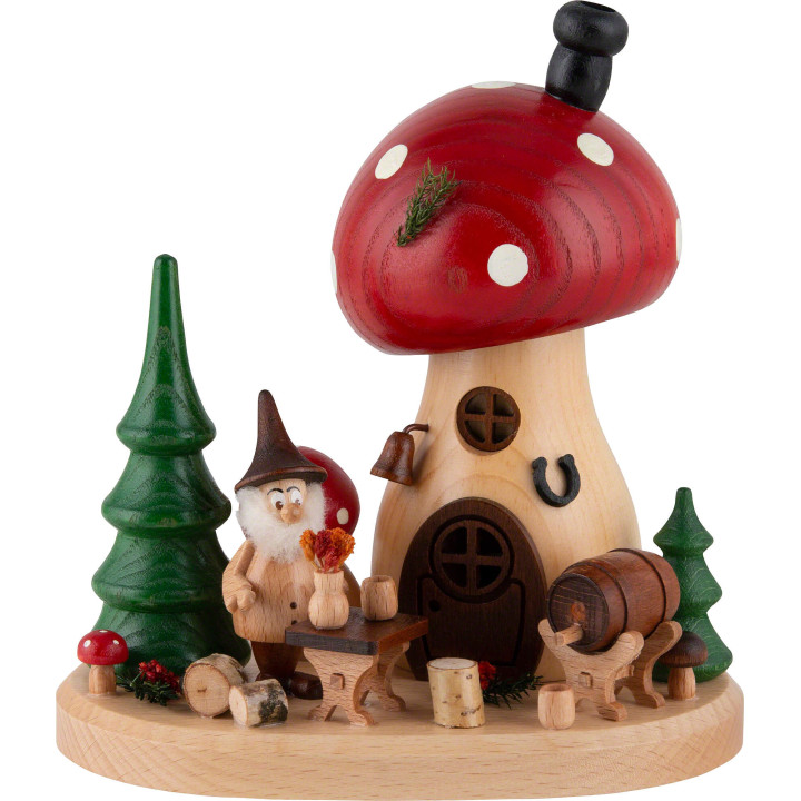 Smoker - Mushroom Hut - Pub with Gnome - 15 cm / 5.9 inch