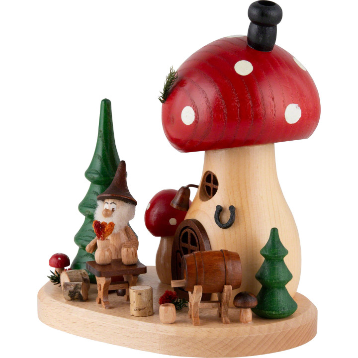 Smoker - Mushroom Hut - Pub with Gnome - 15 cm / 5.9 inch