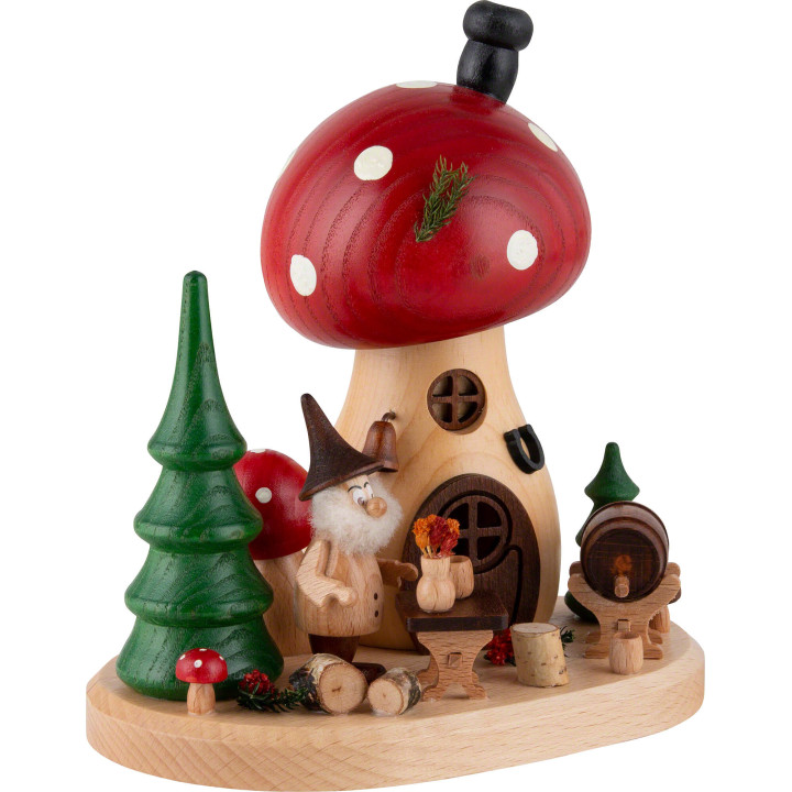 Smoker - Mushroom Hut - Pub with Gnome - 15 cm / 5.9 inch