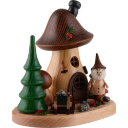 Räucherpilz mit Schatzsammler-Wichtel - 15 cm