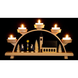 Schwibbogen Kirche und Kurrende - 33x16,5 cm