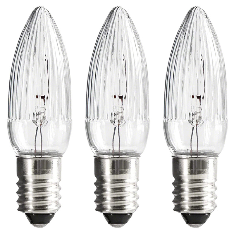Riffelkerze für Außenlichterkette - Sockel E10 - 12V/3W