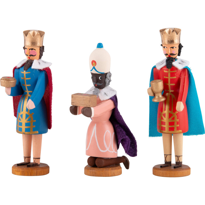 Seiffen Nativity - Three Magis - 3 pieces - 8 cm / 3.1 inch