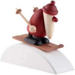 Miniature Set - Santa Claus on Ski with Snowbank  - 4 cm / 1.6 inch