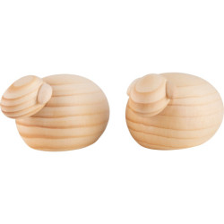 Sheep, Set of 2, Natural - 3,5 cm / 1.4 inch