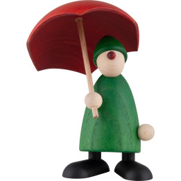 Well-Wisher Charlie with Umbrella, Green - 9 cm / 3.5 inch