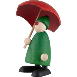 Gratulant Charlie mit Schirm, grün - 9 cm
