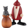 Weihnachtsmann mit Katze auf Sack - 9,5 cm