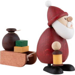 Weihnachtsmann mit Laterne und Schlitten - 9,5 cm