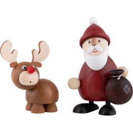 Weihnachtsmann mit Elch - 9,4 cm