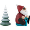 Weihnachtsmann mit Schneerutscher und verschneitem Baum - 8,3 cm