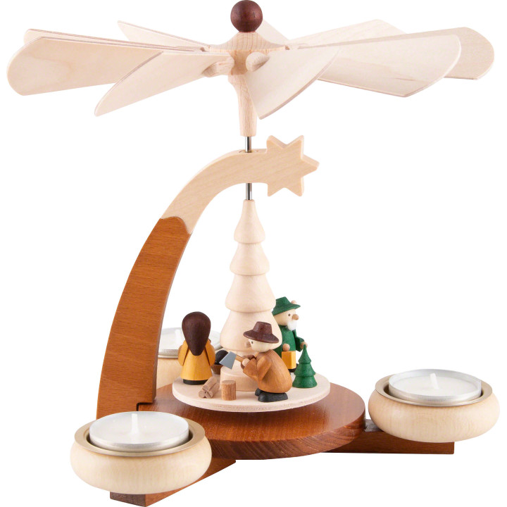 1-Tier Pyramid Natural with Forest Motive - 19 cm / 7.5 inch