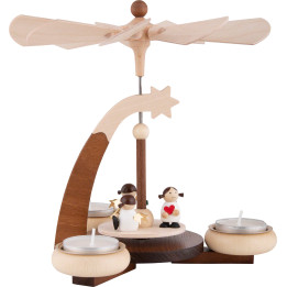 1-Tier Pyramid - Natural with white Angels - 19 cm / 7.5 inch