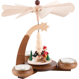 1-Tier Pyramid Natural with Christmas Motive - 19 cm / 7.5 inch