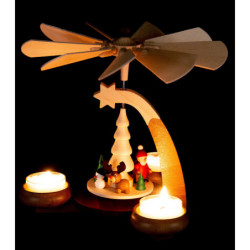 1-Tier Pyramid Natural with Christmas Motive - 19 cm / 7.5 inch