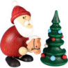 Santa with Hobbyhorse and Christmastree  - 9 cm / 3.5 inch