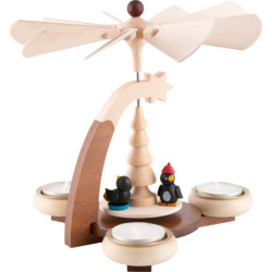 1-Tier Pyramid Natural with Penguins - 19 cm / 7.5 inch