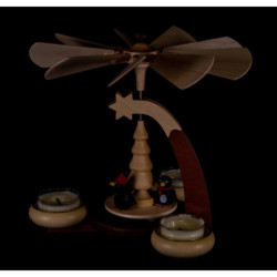 1-Tier Pyramid Natural with Penguins - 19 cm / 7.5 inch