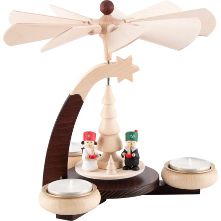 1-Tier Pyramid Natural with Angel, Miner and Nutcracker - 19 cm / 7.5 inch
