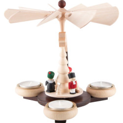 1-Tier Pyramid Natural with Angel, Miner and Nutcracker - 19 cm / 7.5 inch