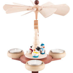 1-Tier Pyramid Natural with Snowmen - 19 cm / 7.5 inch