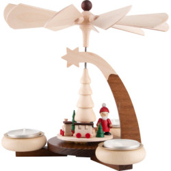 1-Tier Pyramid Natural Santa Claus with Sleigh and Train - 19 cm / 7.5 inch