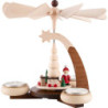 1-stöckige Pyramide naturfarben Weihnachtsmann mit Schlitten und Eisenbahn - 19 cm