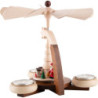 1-stöckige Pyramide naturfarben Weihnachtsmann mit Schlitten und Eisenbahn - 19 cm