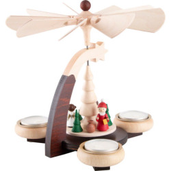 1-Tier Pyramid Natural Santa Claus and White Angels - 19 cm / 7.5 inch