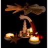 1-stöckige Pyramide naturfarben Weihnachtsmann und weiße Engel - 19 cm