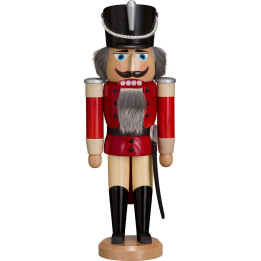 Nussknacker Husar lasiert rot - 37 cm