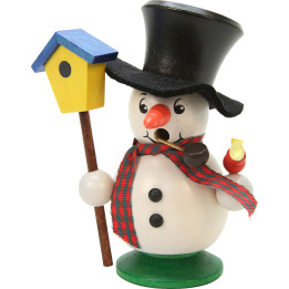 Räuchermännchen Schneebub mit Vogelhaus - 10,5 cm