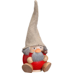 Räuchermännchen Waldzwerg himbeerrot - Kugelräucherfigur - 18 cm